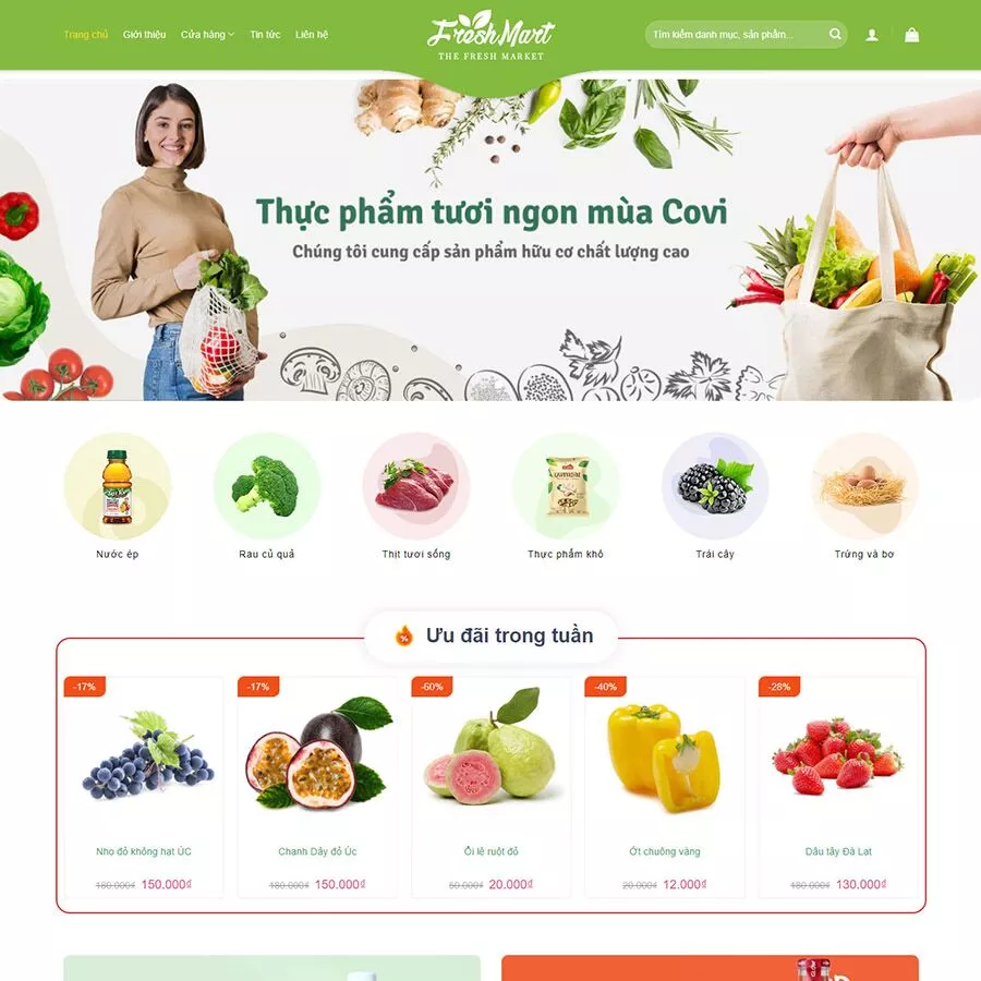 Theme wordpress thực phẩm sạch 01