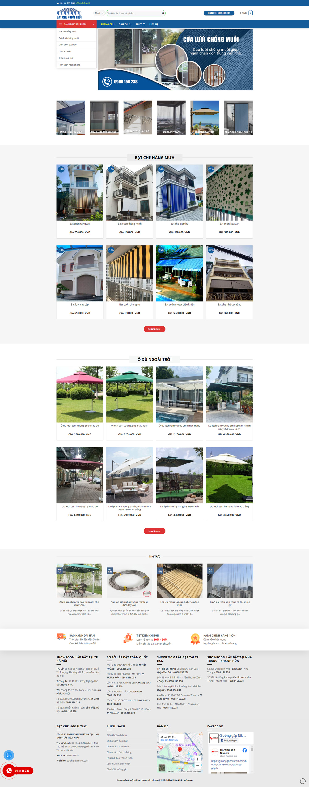 Theme wordpress bạt che ngoài trời