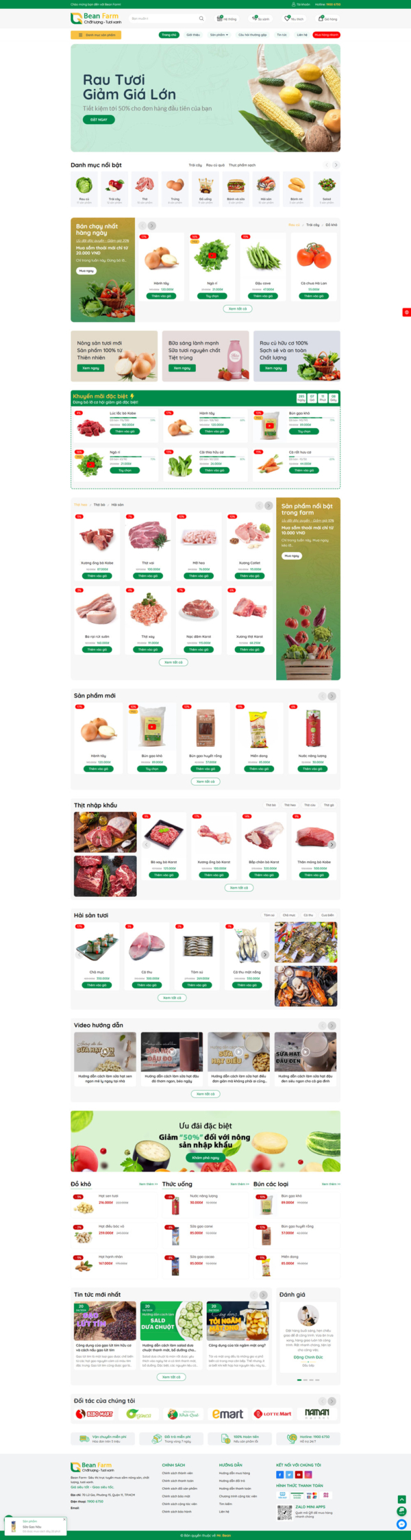 Theme wordpress siêu thị nông sản Bean Farm