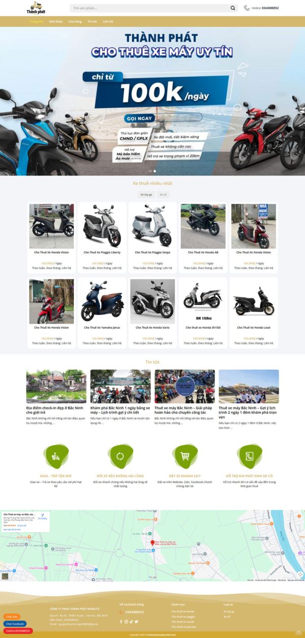 Theme wordpress cho thuê xe máy
