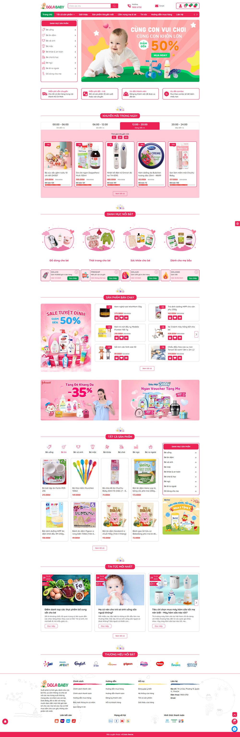 Theme wordpress sản phẩm mẹ và bé Dola Baby