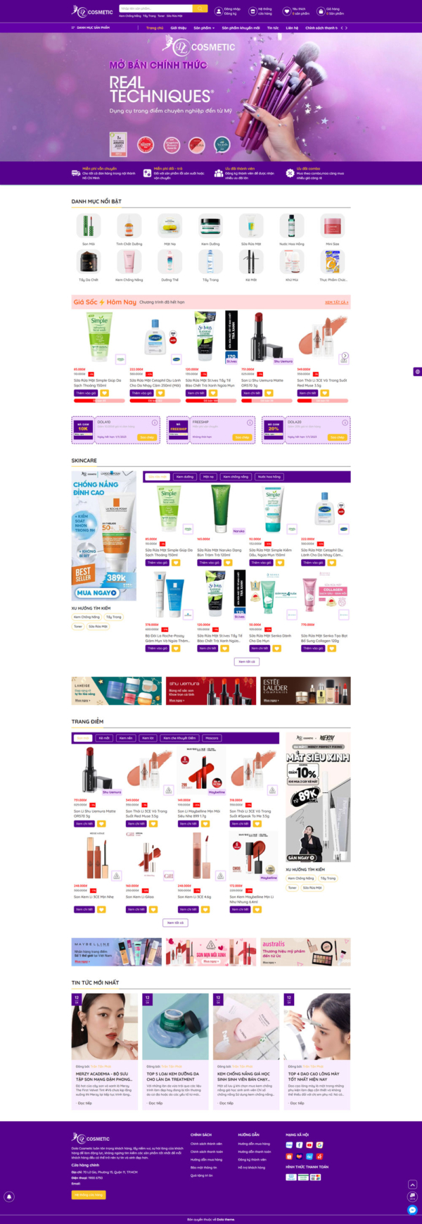 Theme wordpress mỹ phẩm Dola Cosmetic