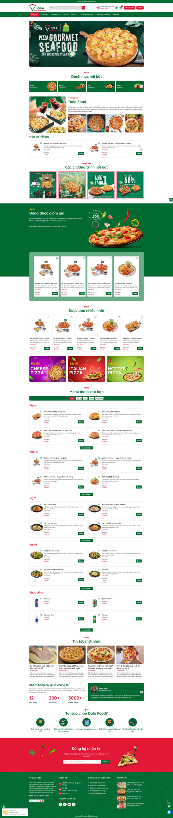 Theme wordpress cửa hàng pizza Dola Food