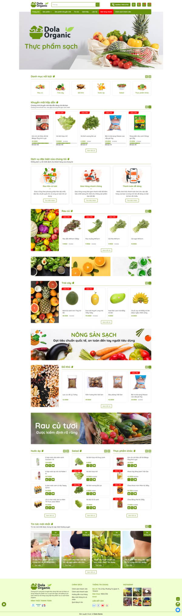 Theme wordpress thực phẩm sạch Dola Organic