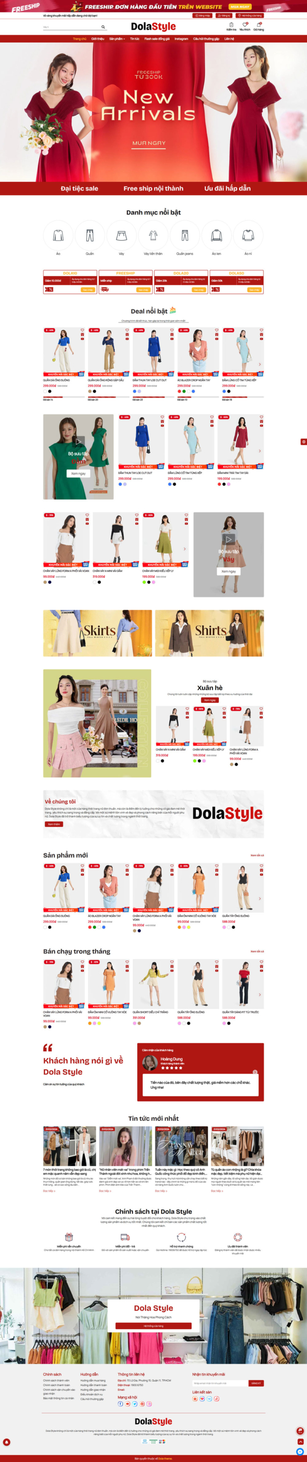 Theme wordpress cửa hàng thời trang nữ Dola Style