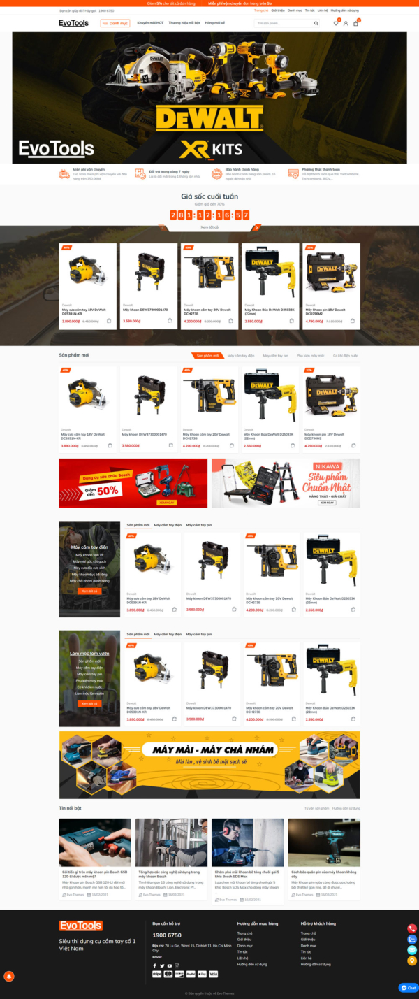 Theme wordpress dụng cụ cơ khí Evo Tools