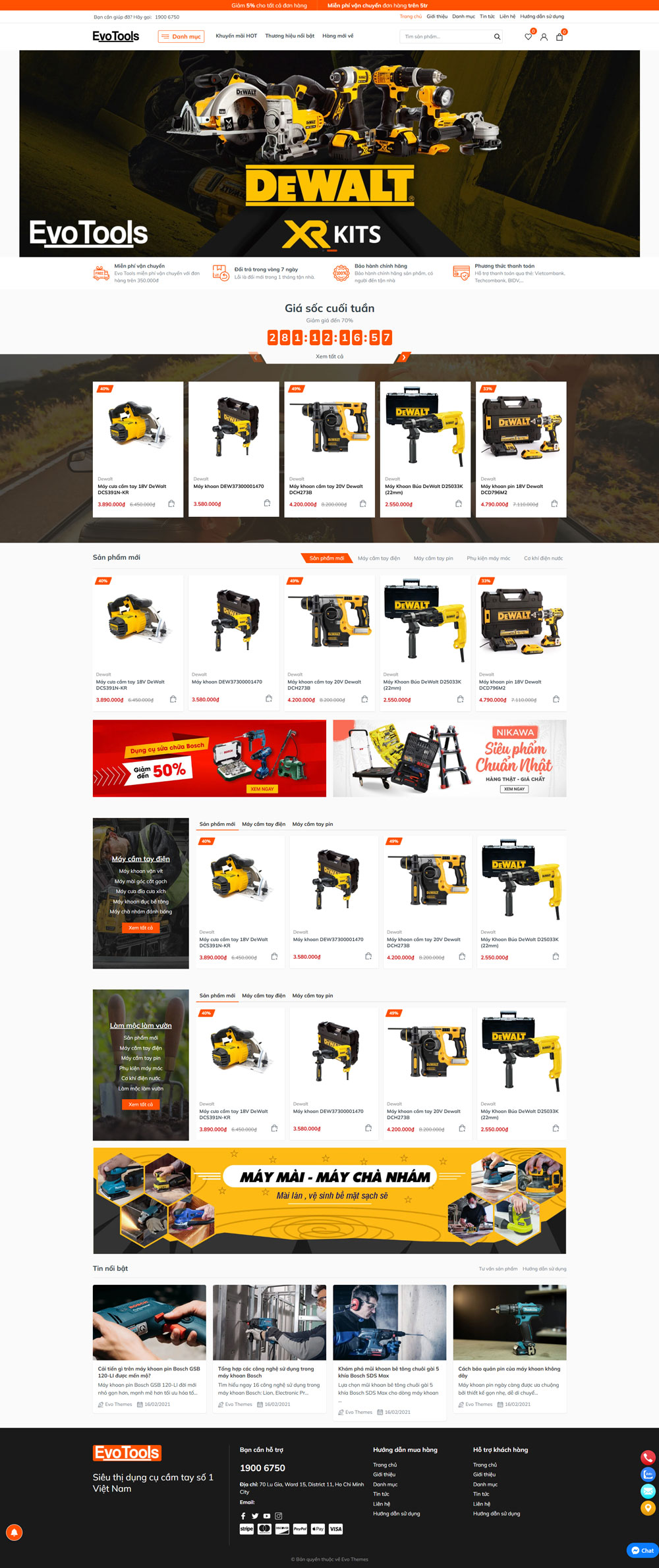 Theme wordpress dụng cụ cơ khí Evo Tools