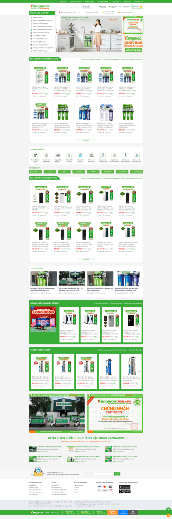 Theme wordpress máy lọc nước Kangaroo