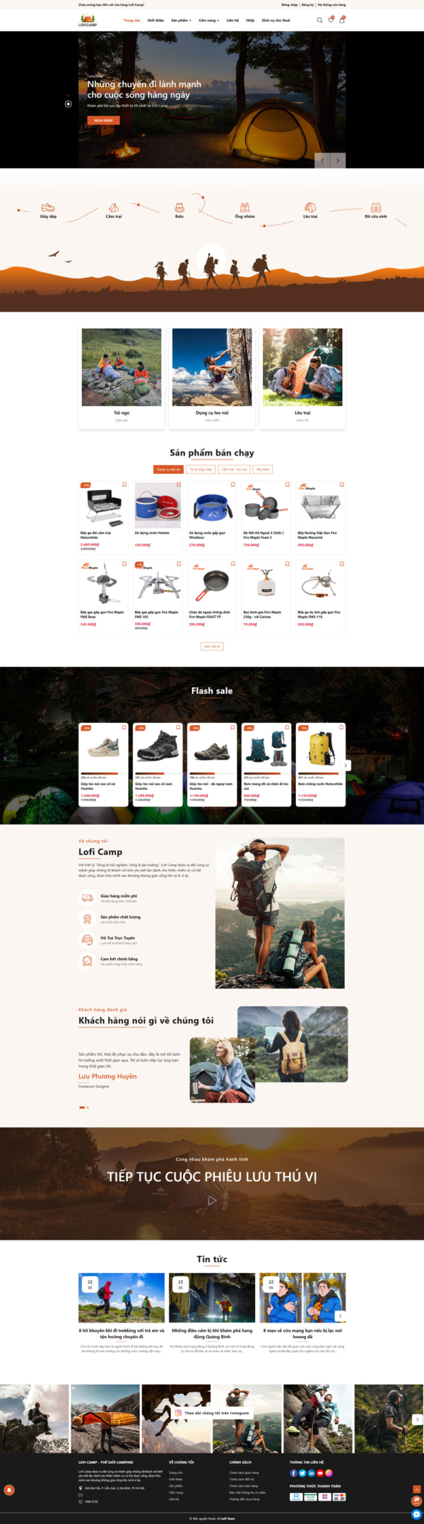 Theme wordpress cắm trại Ofi Camp