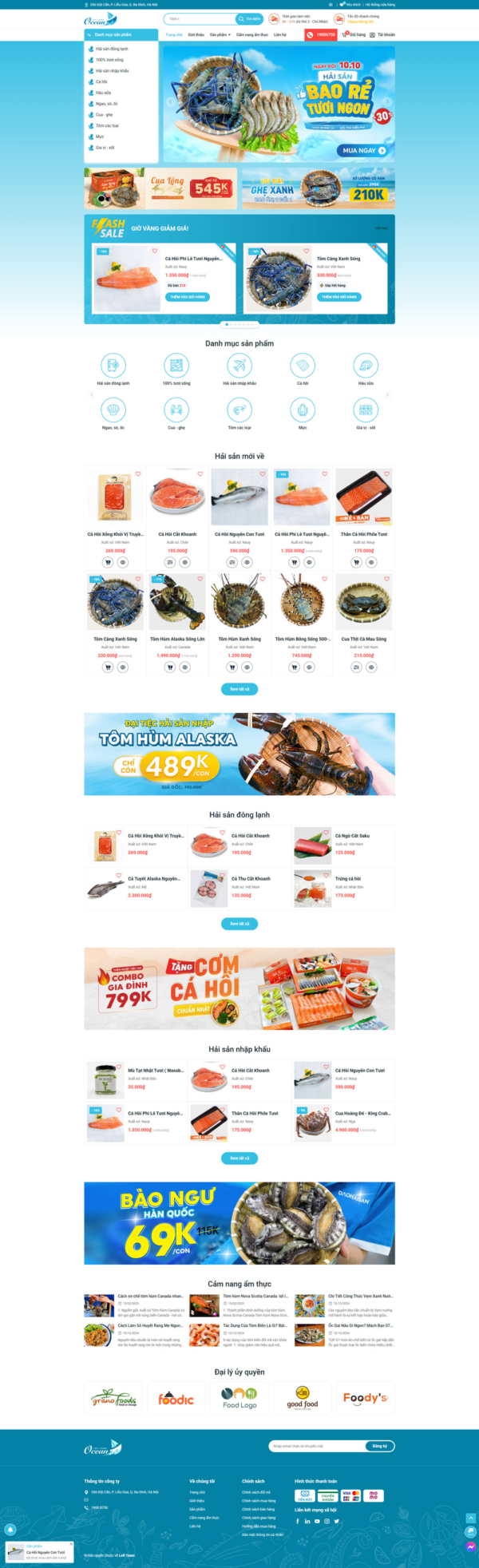 Theme wordpress hải sản tươi sống Lofi SeaFood