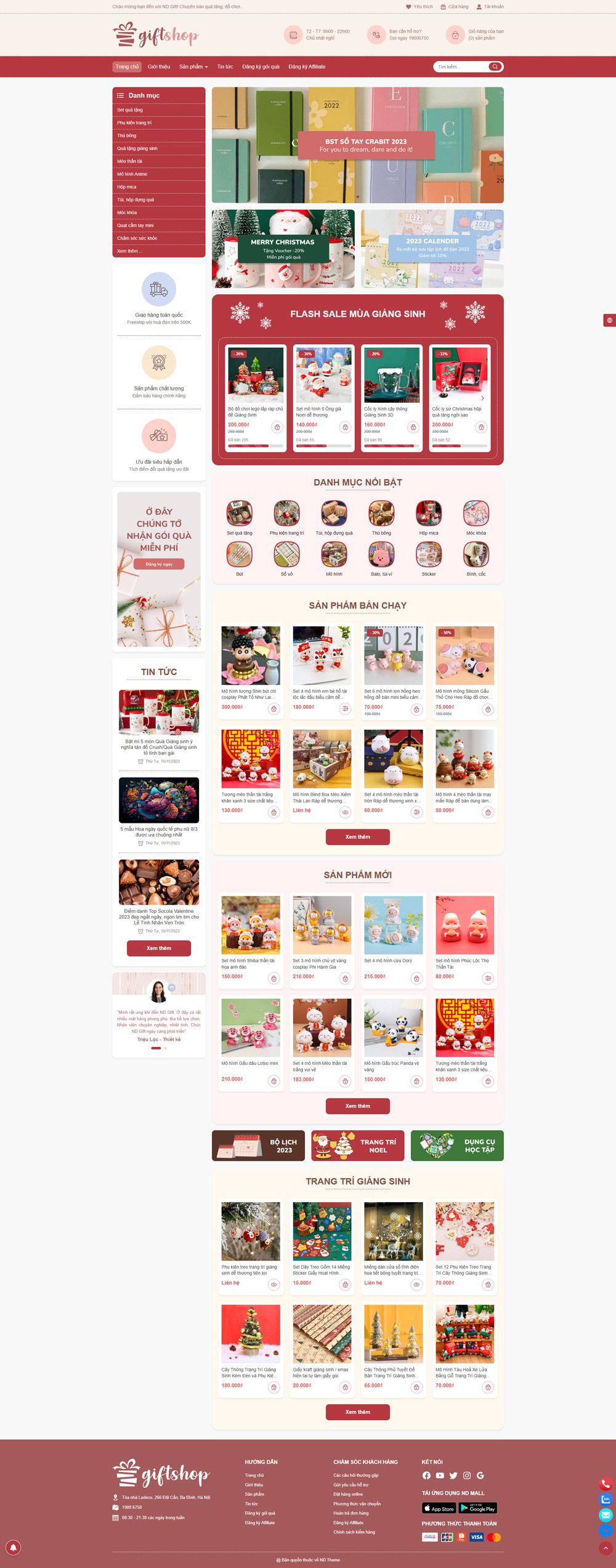 Theme wordpress cửa hàng quà tặng ND Gift