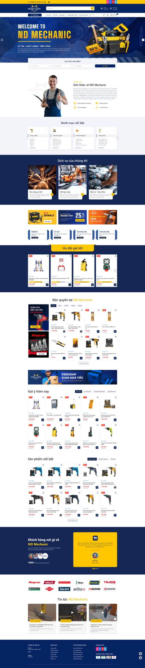 Theme wordpress sản phẩm cơ khí ND Mechanic