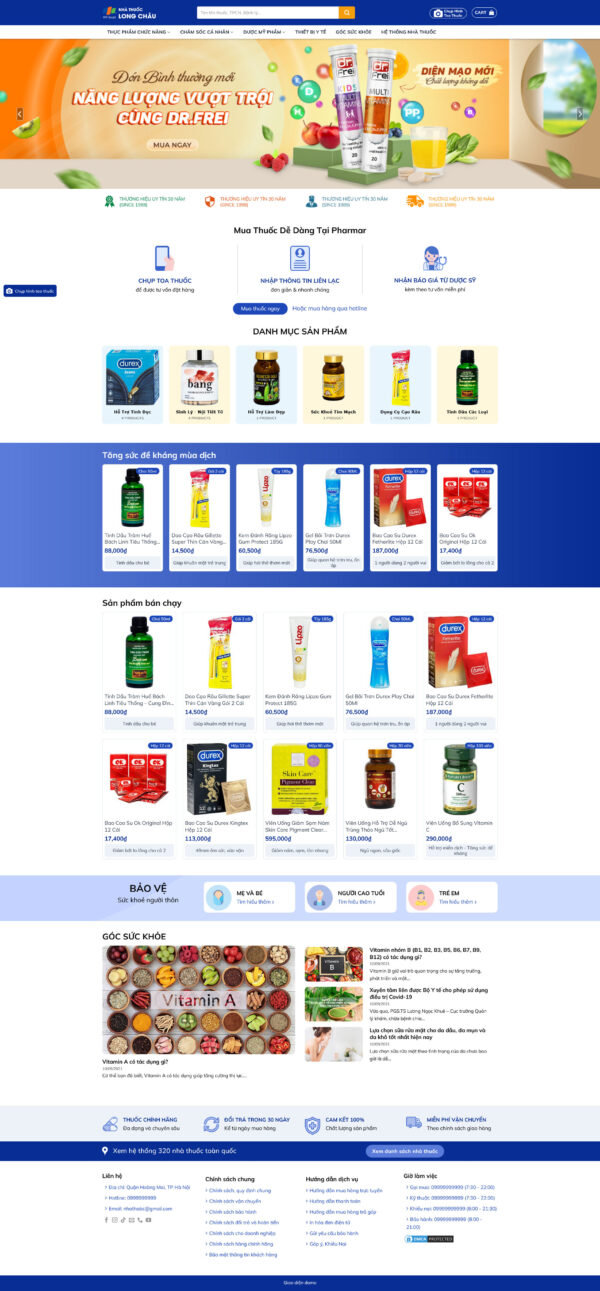 Theme wordpress nhà thuốc Long Châu