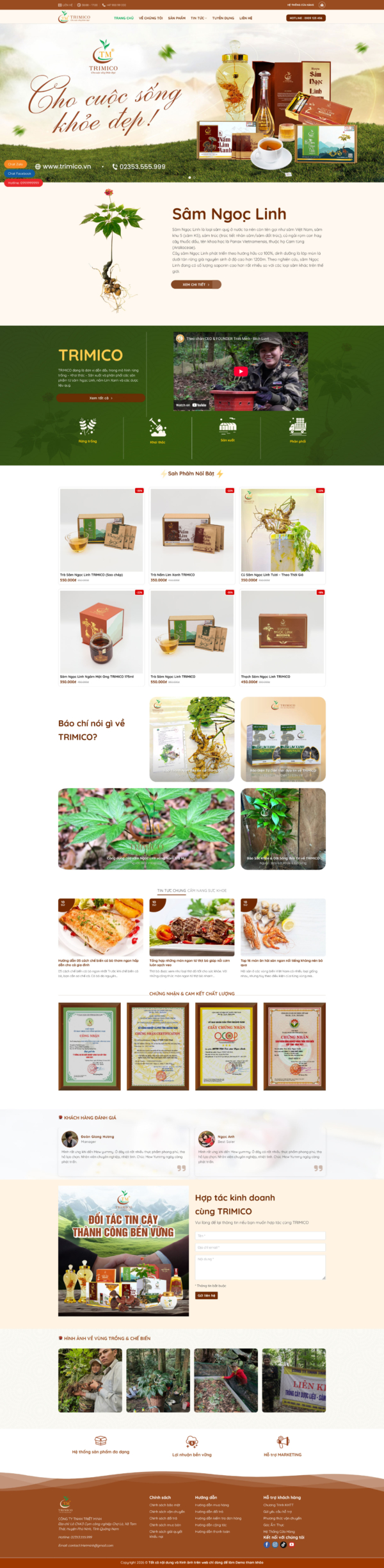 Theme wordpress bán sâm ngọc linh