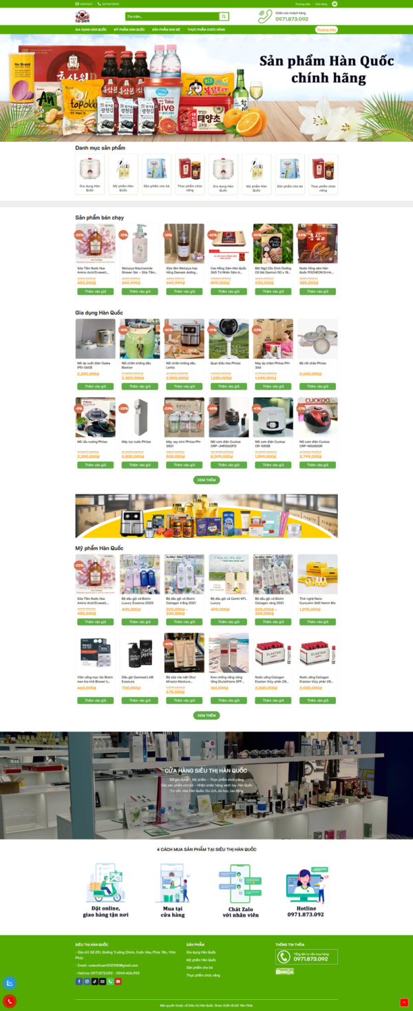 Theme wordpress Siêu thị Hàn Quốc