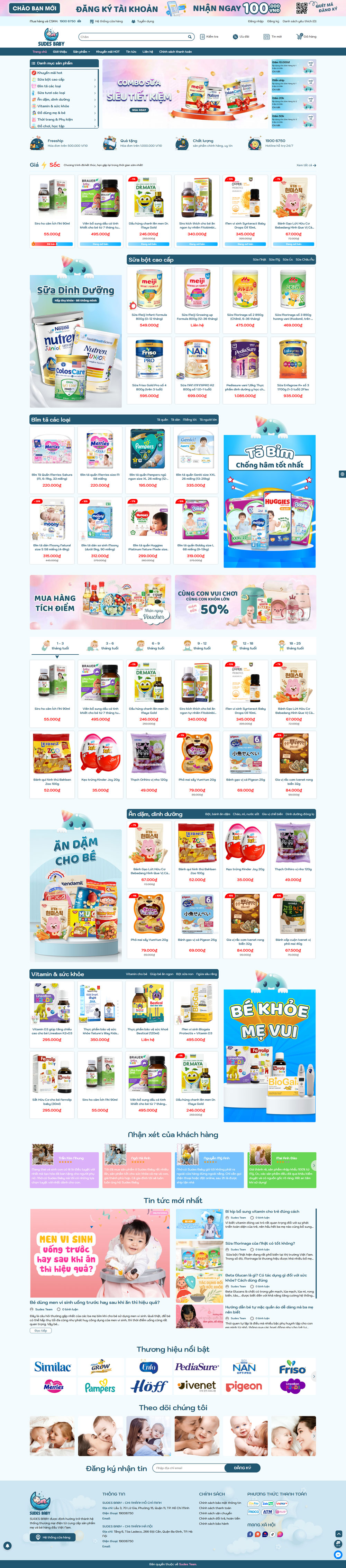 Theme wordpress sản phẩm mẹ và bé Sudes Baby