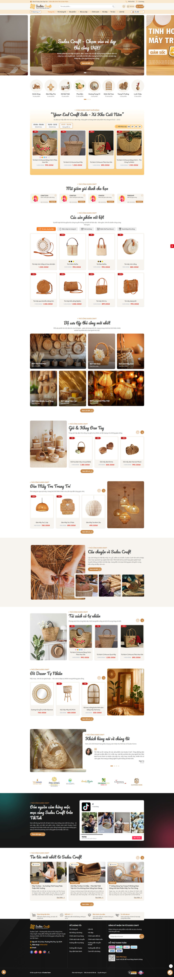 Theme wordpress sản phẩm tre đan Sudes Craft