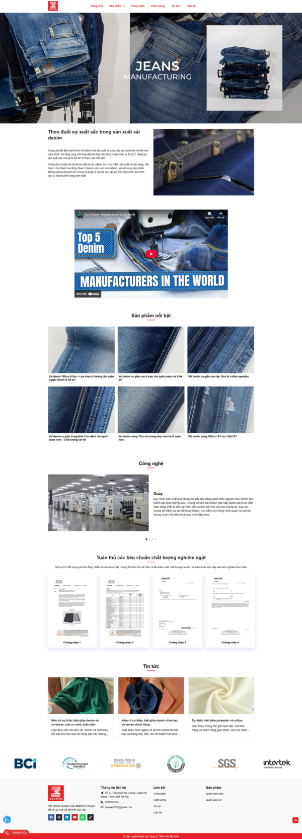 Theme wordpress sản xuất vải