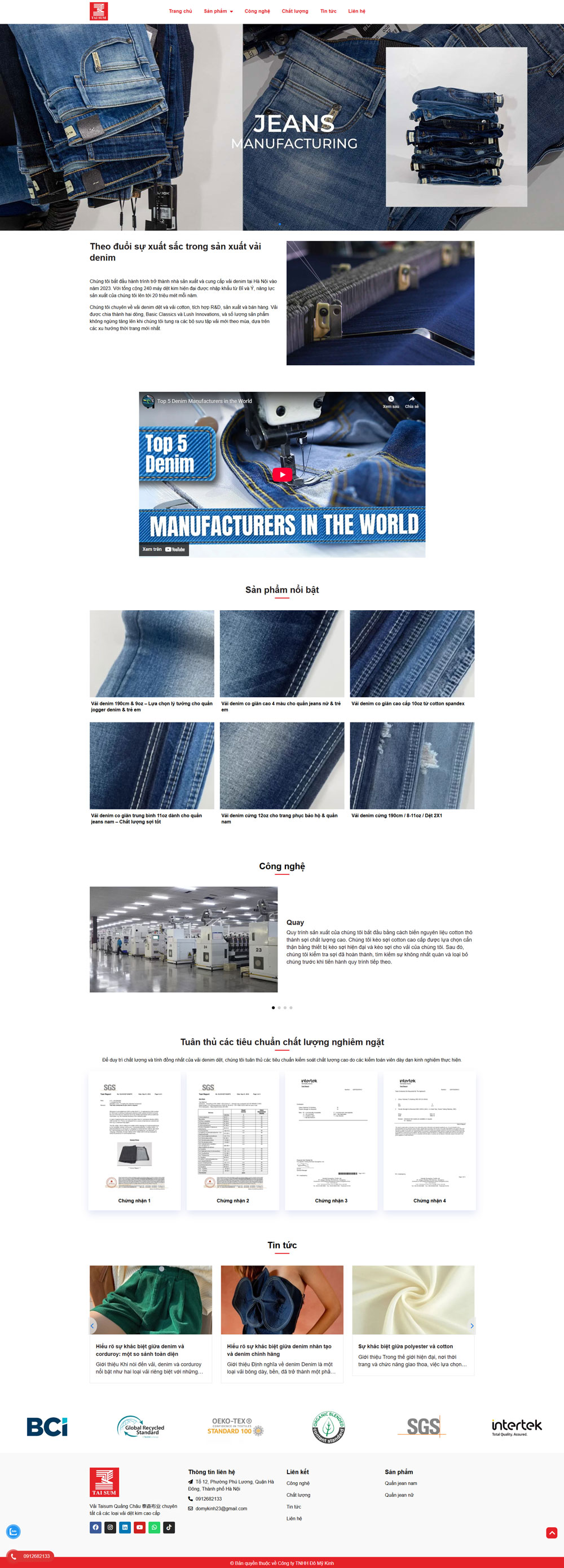 Theme wordpress sản xuất vải