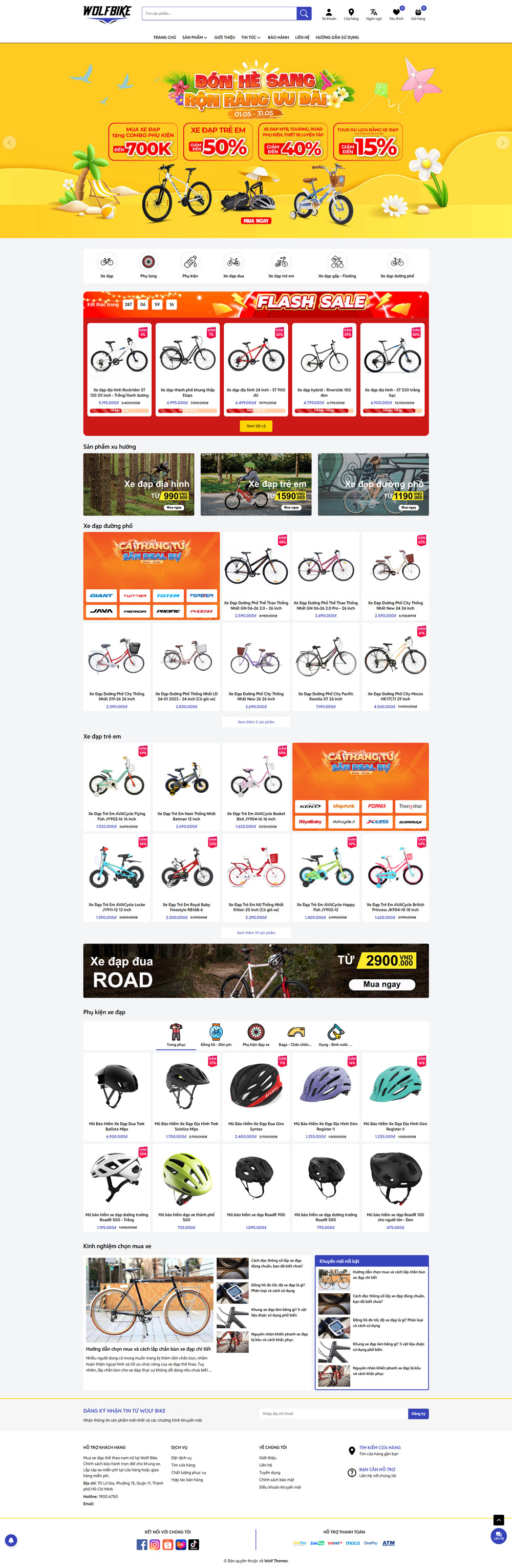 Theme wordpress cửa hàng xe đạp Wolf Bike