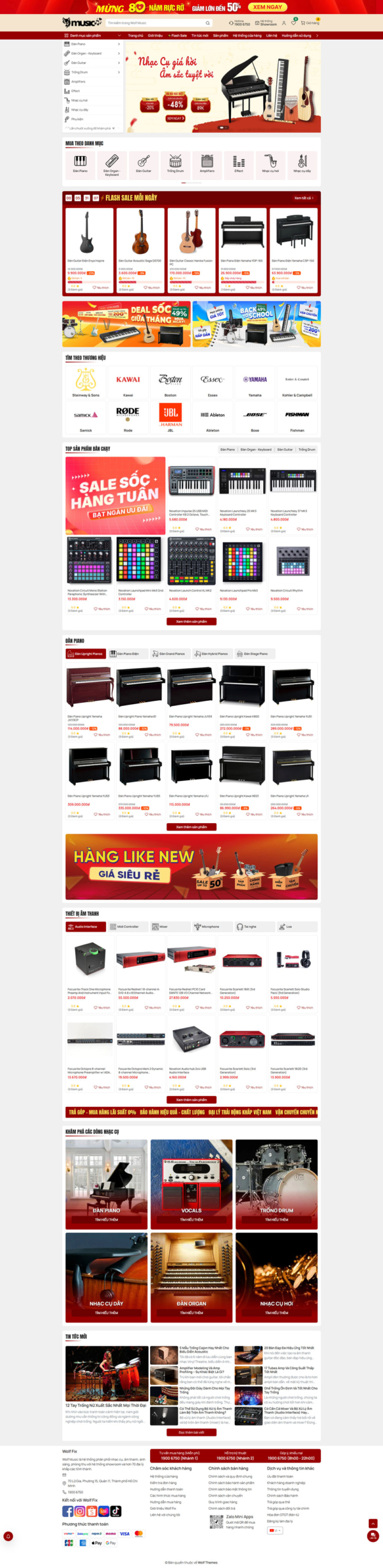 Theme wordpress nhạc cụ Wolf Fix