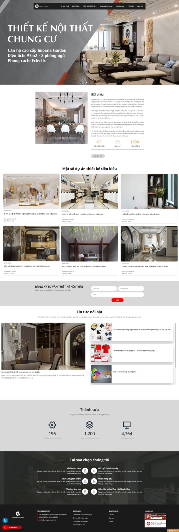 Theme wordpress thiết kế nội thất chung cư