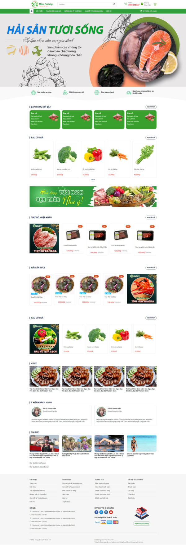 Theme wordpress hải sản tươi sống